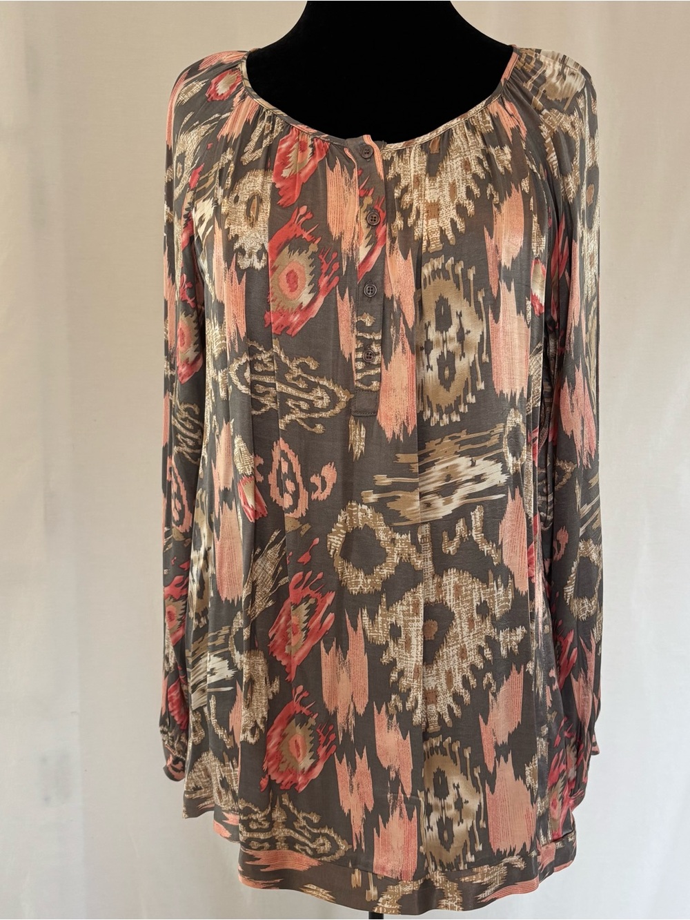 Soyaconcept Ikat Lagenlook Tunic Boho Artsy Anthropologie Style Blouse XL Soft